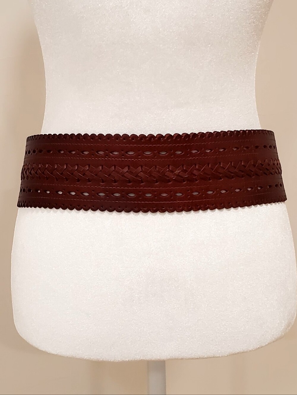 Saddle Brown Leather Artisan Corset Wide Multi-Way Statement Belt XL LIKE NEW - Picture 4 of 15